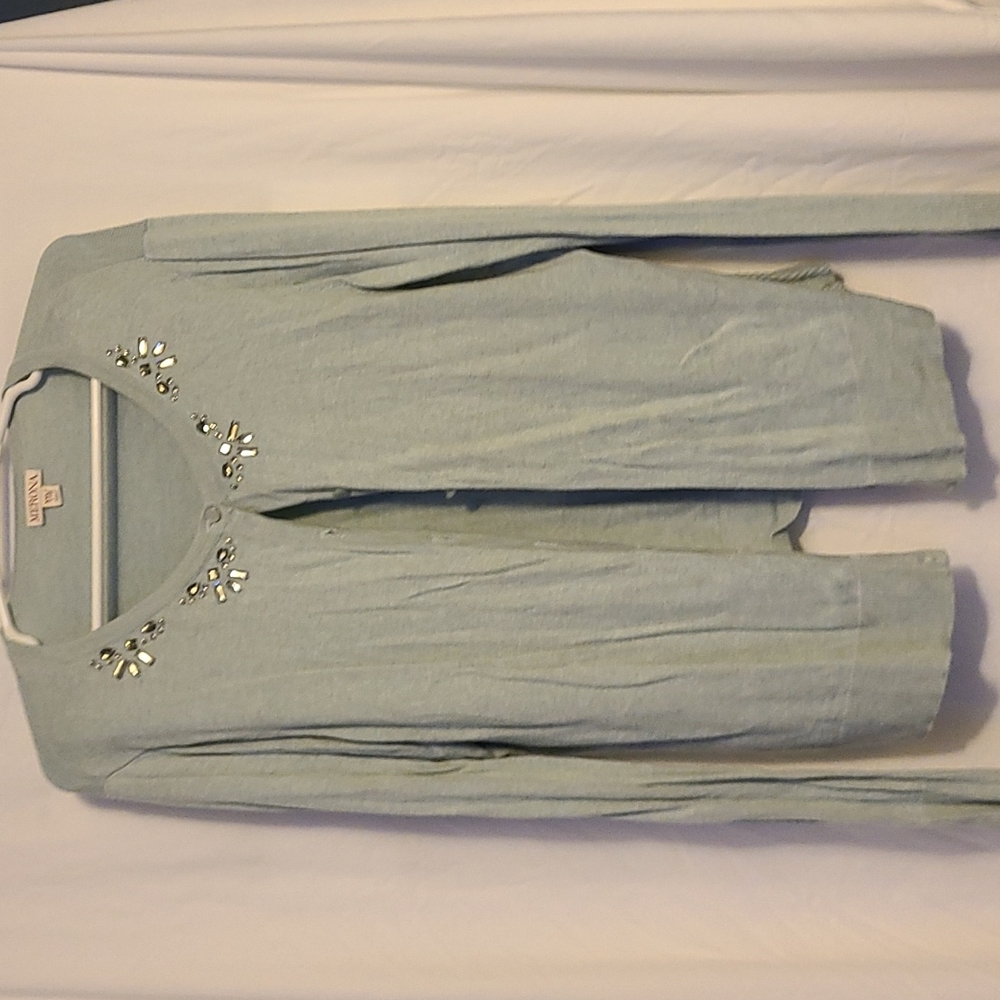 Merona blue/gray jeweled cardigan (xxl)